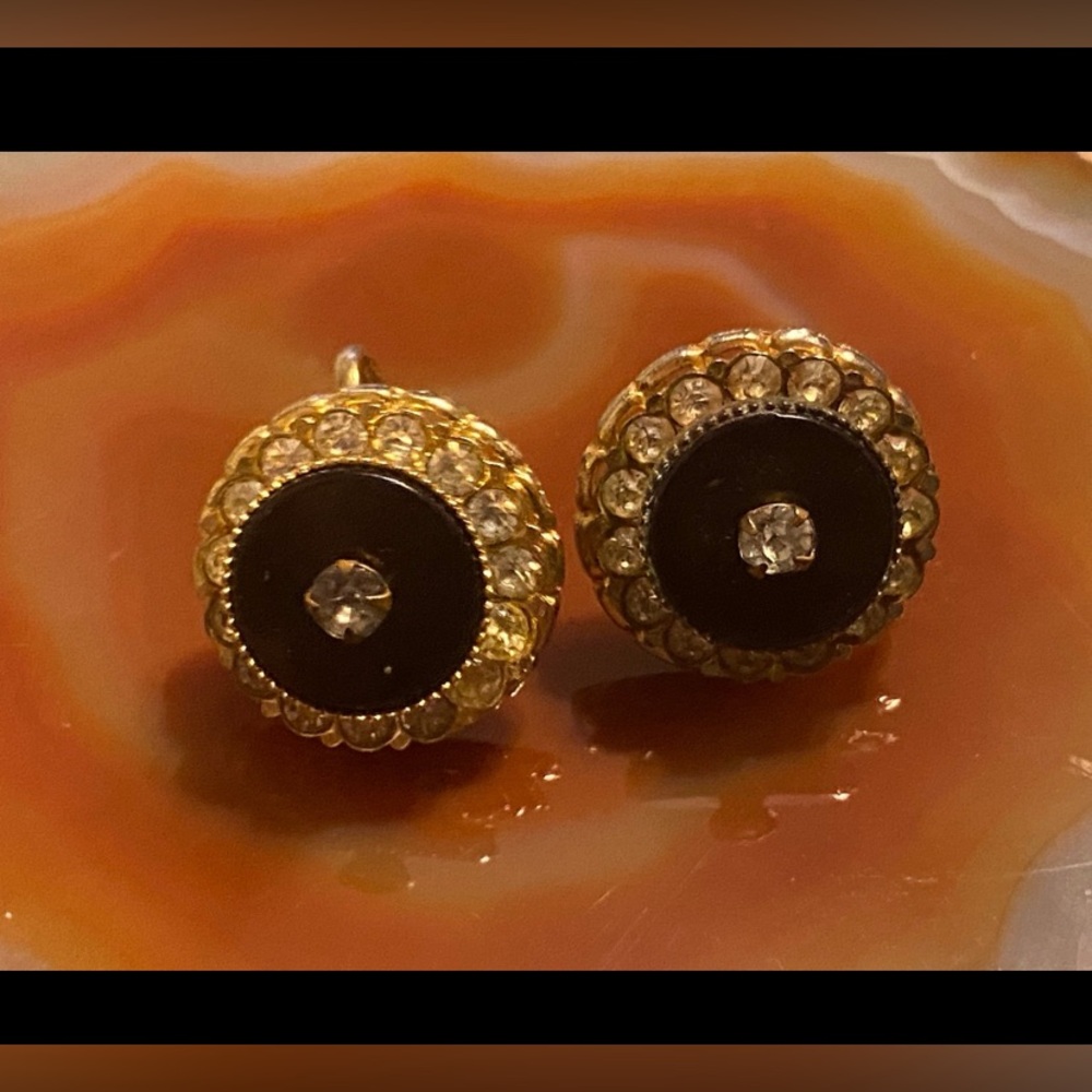Vintage Deco Costume Screw Back Earrings #7502